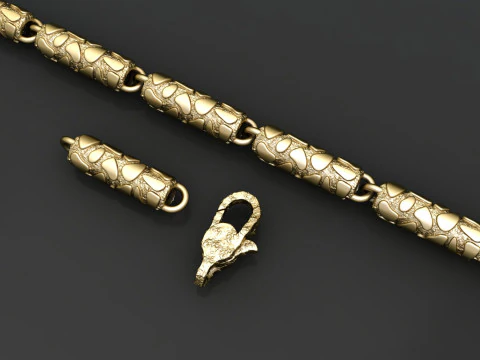 Tautan Rantai Gelang Bertekstur Nugget untuk Pria Model Cetak 3D