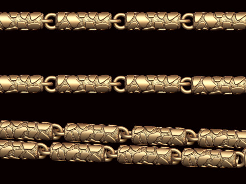 Nugget Textured Braslate Chain Link for Men 3D Принт Модель