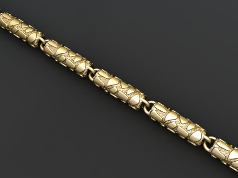 Nugget Textured Braslate Chain Link for Men 3D Принт Модель