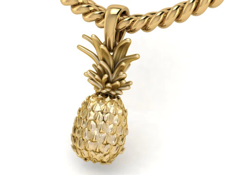 Gold Pineapple Pendant 3D Print Model
