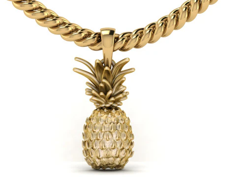 Gold Pineapple Pendant 3D Print Model