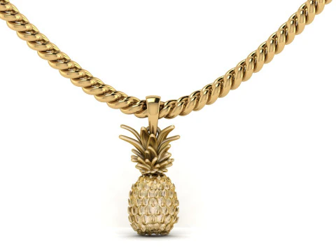 Gold Pineapple Pendant 3D Print Model