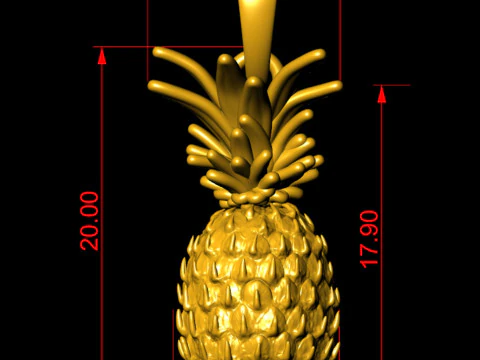 Gold Pineapple Pendant 3D Print Model