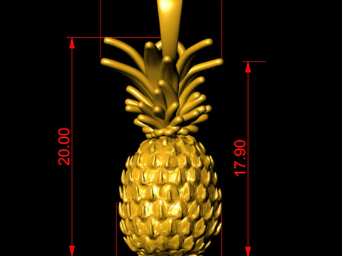 Gold Pineapple Pendant 3D Print Model