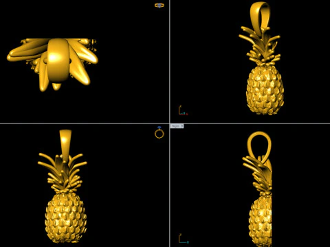 Gold Pineapple Pendant 3D Print Model