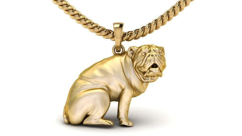 Light Weight Cute Gold Pug Pendant 3D 프린트 모델 .c4d .max .obj .3ds .fbx .stl .blend