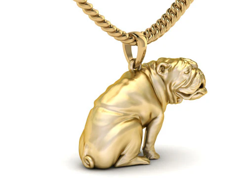 Light Weight Cute Gold Pug Pendant 3D Print Model