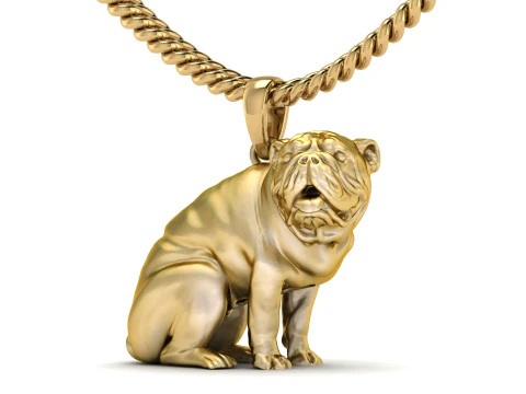 Light Weight Cute Gold Pug Pendant 3D Print Model