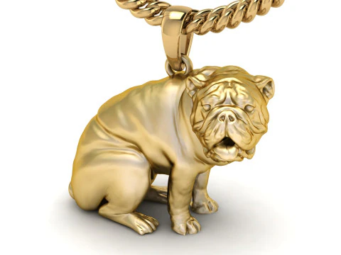 Light Weight Cute Gold Pug Pendant 3D Print Model