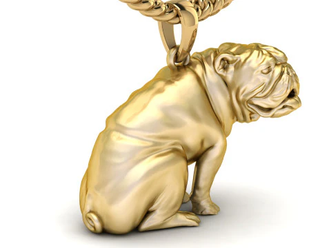 Light Weight Cute Gold Pug Pendant 3D Print Model