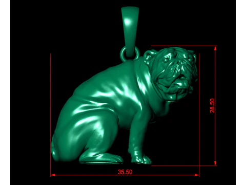Light Weight Cute Gold Pug Pendant 3D Print Model