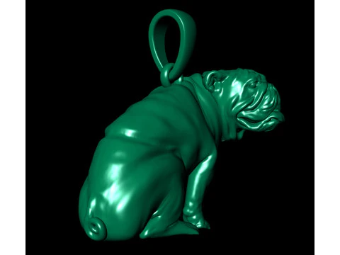 Light Weight Cute Gold Pug Pendant 3D Print Model