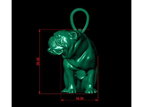 Light Weight Cute Gold Pug Pendant 3D Print Model
