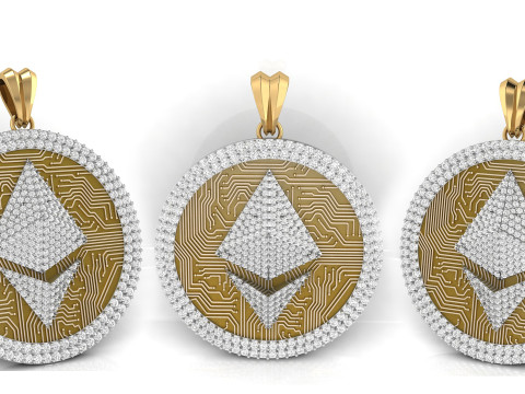 Diamond Ethereum Coin Pendant 3D Print Model