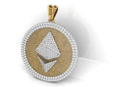 Diamond Ethereum Coin Pendant 3D Print Model