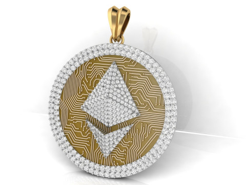 Diamond Ethereum Coin Pendant 3D Print Model