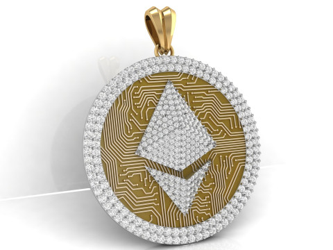 Diamond Ethereum Coin Pendant 3D Print Model