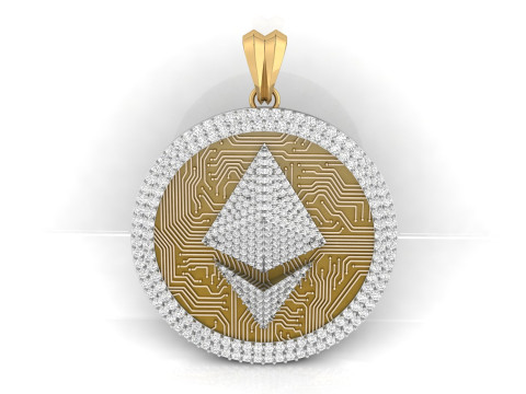 Diamond Ethereum Coin Pendant 3D Print Model
