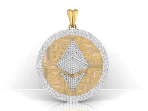 Diamond Ethereum Coin Pendant 3D Print Model
