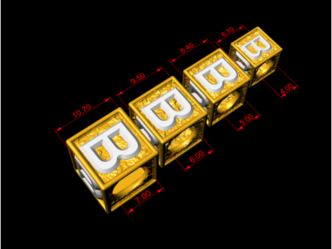 B Letter Nugget Bracelet Bead in 4 sizes 3D Принт Модель