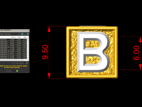 B Letter Nugget Bracelet Bead in 4 sizes 3D Принт Модель