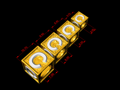 C Letter Nugget Bracelet Bead in 4 sizes 3D Baskı Modeli
