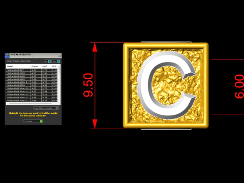 C Letter Nugget Bracelet Bead in 4 sizes 3D Print Model