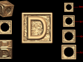 D Letter Nugget Bracelet Bead in 4 sizes 3D 프린트 모델