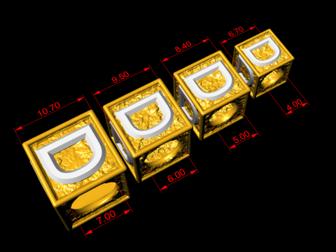 D Letter Nugget Bracelet Bead in 4 sizes 3D Print Model