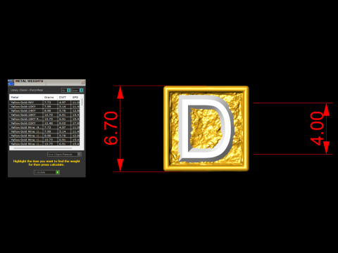 D Letter Nugget Bracelet Bead in 4 sizes 3D Print Model