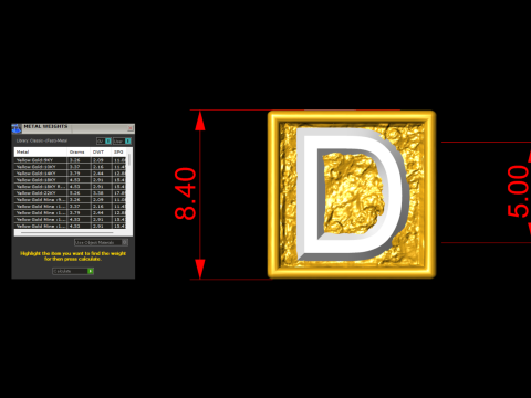D Letter Nugget Bracelet Bead in 4 sizes 3D Print Model