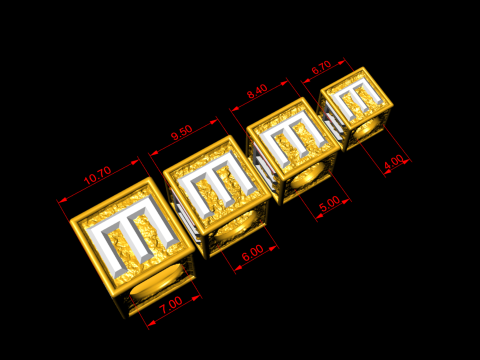 E Letter Nugget Bracelet Bead in 4 sizes Modello di stampa 3D