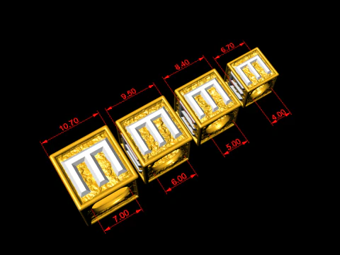 E Letter Nugget Bracelet Bead in 4 sizes 3D Print Model