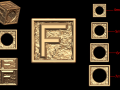 F Letter Nugget Bracelet Bead in 4 sizes 3D 프린트 모델