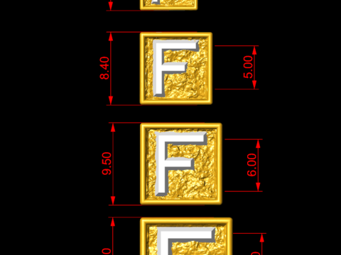F Letter Nugget Bracelet Bead in 4 sizes Modello di stampa 3D