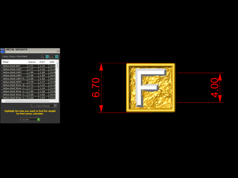 F Letter Nugget Bracelet Bead in 4 sizes Modello di stampa 3D