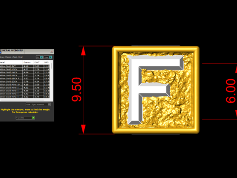 F Letter Nugget Bracelet Bead in 4 sizes Modello di stampa 3D