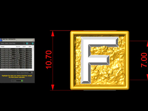 F Letter Nugget Bracelet Bead in 4 sizes 3D Print Model