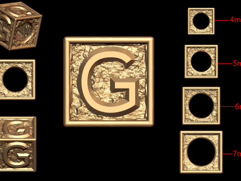 G Letter Nugget Bracelet Bead in 4 sizes 3D Print Model