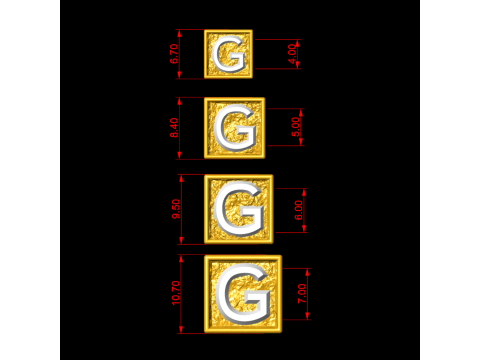 G Letter Nugget Bracelet Bead in 4 sizes 3D Print Model