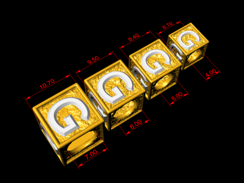 G Letter Nugget Bracelet Bead in 4 sizes 3D Print Model