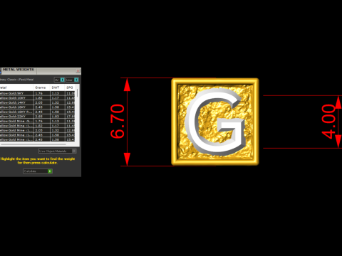 G Letter Nugget Bracelet Bead in 4 sizes 3D Print Model