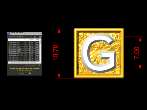 G Letter Nugget Bracelet Bead in 4 sizes 3D Print Model