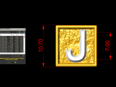 J Letter Nugget Bracelet Bead in 4 sizes Modello di stampa 3D