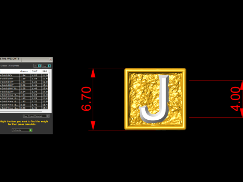 J Letter Nugget Bracelet Bead in 4 sizes Modello di stampa 3D