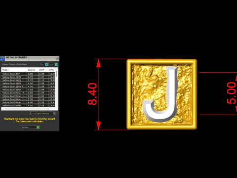 J Letter Nugget Bracelet Bead in 4 sizes 3D Print Model