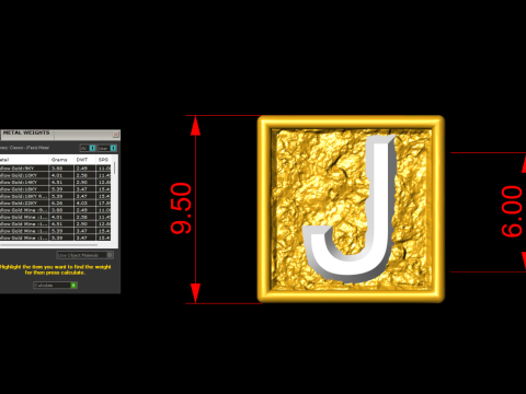 J Letter Nugget Bracelet Bead in 4 sizes Modello di stampa 3D