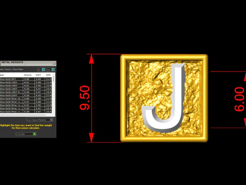 J Letter Nugget Bracelet Bead in 4 sizes 3D Print Model