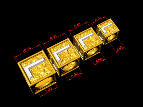 L Letter Nugget Bracelet Bead in 4 sizes 3D Print Model