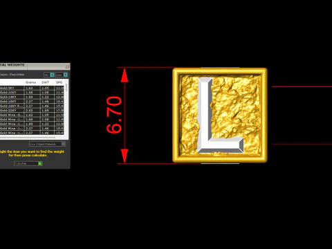 L Letter Nugget Bracelet Bead in 4 sizes 3D Print Model